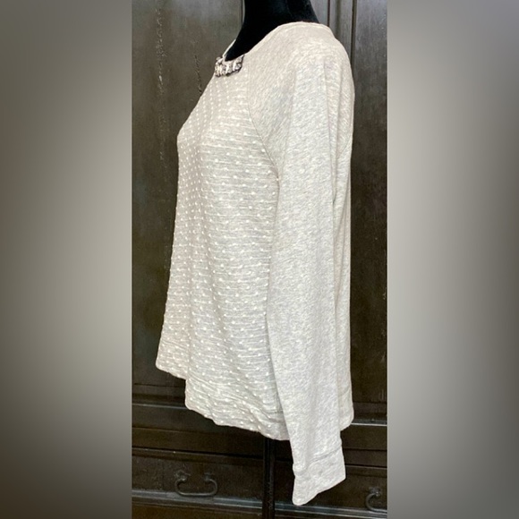 JCP oversized gray with white polka dots sweatshirt w/rhinestones - Size Large - Picture 2 of 12